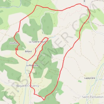 Itinéraire Circuit sur les chemins blancs de Bagat - Balat-en-Quercy, distance, dénivelé, altitude, carte, profil, trace GPS