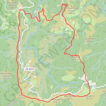 Itinéraire Basate desde Sorondo circular por el Cromlech de Oianleku 12km 690m, distance, dénivelé, altitude, carte, profil, trace GPS
