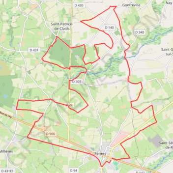 Itinéraire Randonnée autour de Périers, distance, dénivelé, altitude, carte, profil, trace GPS