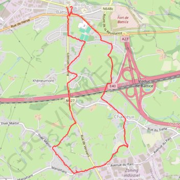 Itinéraire Marche battice, distance, dénivelé, altitude, carte, profil, trace GPS