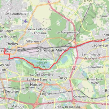 Itinéraire Chelles - Lagny, distance, dénivelé, altitude, carte, profil, trace GPS