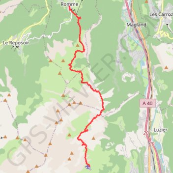 Itinéraire De Mayères à Romme, distance, dénivelé, altitude, carte, profil, trace GPS