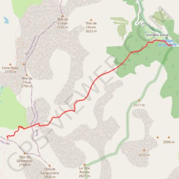 Itinéraire Les cols de la Braïssa et de Sanguinière, distance, dénivelé, altitude, carte, profil, trace GPS