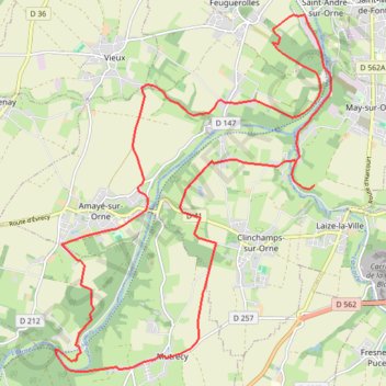 Itinéraire Amayé-sur-Orne, distance, dénivelé, altitude, carte, profil, trace GPS