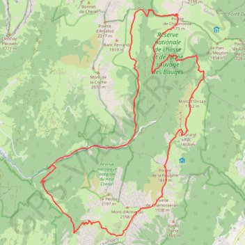 Itinéraire Chaurionde - Monts d'Armenaz par les crêtes, distance, dénivelé, altitude, carte, profil, trace GPS