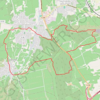 Itinéraire Les Vignobles de Lirac - Saint-Laurent-des-Arbres, distance, dénivelé, altitude, carte, profil, trace GPS