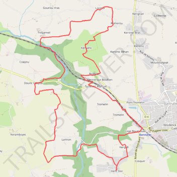 Itinéraire BANNALEC - Boucle de Trémeur, distance, dénivelé, altitude, carte, profil, trace GPS