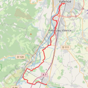 Itinéraire Grande Traversée des PréAlpes : Valence - Livron-sur-Drôme, distance, dénivelé, altitude, carte, profil, trace GPS