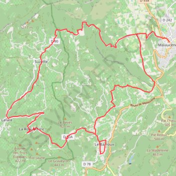 Itinéraire Entre Ventoux et Dentelles - Malaucène, distance, dénivelé, altitude, carte, profil, trace GPS