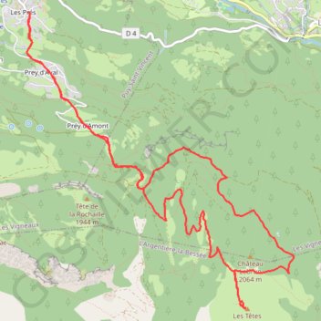 Itinéraire Les Têtes, distance, dénivelé, altitude, carte, profil, trace GPS
