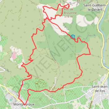 Itinéraire Montpeyroux - Castellas - Brunan, distance, dénivelé, altitude, carte, profil, trace GPS