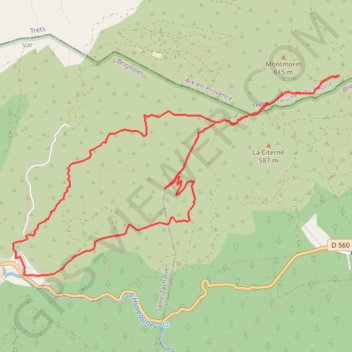Itinéraire Montmorin - Saint-Zacharie, distance, dénivelé, altitude, carte, profil, trace GPS