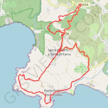 Itinéraire Serra di Ferro - Porto Pollo, distance, dénivelé, altitude, carte, profil, trace GPS