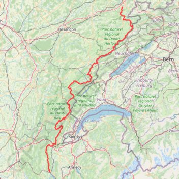Itinéraire Grande Traversée du Jura, distance, dénivelé, altitude, carte, profil, trace GPS