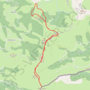 Itinéraire Adartza Mendimotxa, distance, dénivelé, altitude, carte, profil, trace GPS