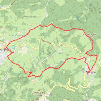 Itinéraire Saint Margen-Saint Peter, distance, dénivelé, altitude, carte, profil, trace GPS