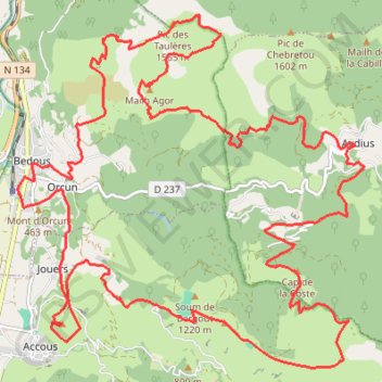 Itinéraire Montan'Aspe 2021 - Le Défi de l'Ourdinse - 35 km, distance, dénivelé, altitude, carte, profil, trace GPS