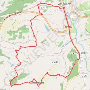 Itinéraire Pays d'Auge Ornais - Boucle de Camembert, distance, dénivelé, altitude, carte, profil, trace GPS