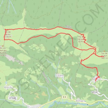 Itinéraire Pic de Sérau et pic de l'Arraing GBU, distance, dénivelé, altitude, carte, profil, trace GPS