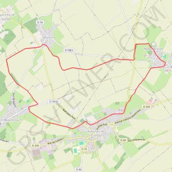 Itinéraire Avesnes-le-Comte, Noyelle-Vion, Manin, Beaufort-Blavincourt, distance, dénivelé, altitude, carte, profil, trace GPS