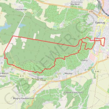 Itinéraire Epernay-Saint Martin, distance, dénivelé, altitude, carte, profil, trace GPS