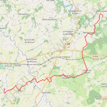 Itinéraire Giel Courteilles - Centre Equestre La Ramée, distance, dénivelé, altitude, carte, profil, trace GPS