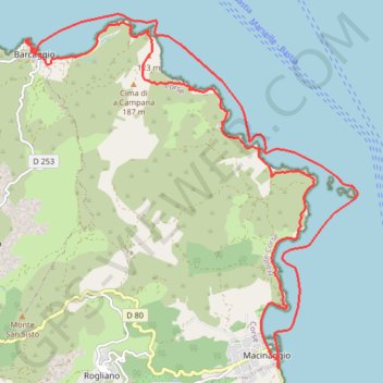 Itinéraire Au bout du Cap Corse, distance, dénivelé, altitude, carte, profil, trace GPS