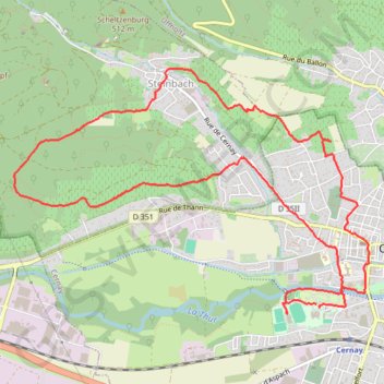 Itinéraire Marche cernay, distance, dénivelé, altitude, carte, profil, trace GPS
