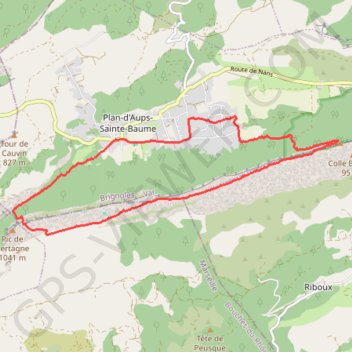 Itinéraire Plan d'Aups-Sainte Baume, distance, dénivelé, altitude, carte, profil, trace GPS