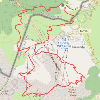 Itinéraire Gite Somport, distance, dénivelé, altitude, carte, profil, trace GPS