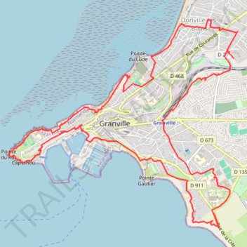 Itinéraire rando marite 13 km via Donville, distance, dénivelé, altitude, carte, profil, trace GPS