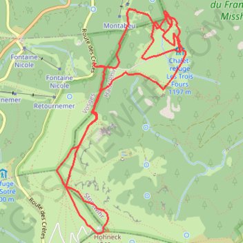 Itinéraire Randonnée raquettes autour du hohneck, distance, dénivelé, altitude, carte, profil, trace GPS