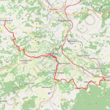 Itinéraire Tappa 32 - Da San Gimignano a Monteriggioni, distance, dénivelé, altitude, carte, profil, trace GPS