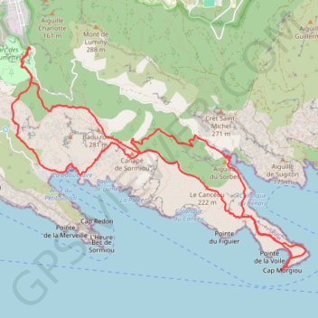 Itinéraire Calanques-Marseille-Morgiou, distance, dénivelé, altitude, carte, profil, trace GPS