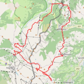 Itinéraire Portes du soleil, distance, dénivelé, altitude, carte, profil, trace GPS