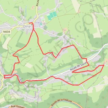 Itinéraire Olne - Nessonvaux -bois d olne, distance, dénivelé, altitude, carte, profil, trace GPS