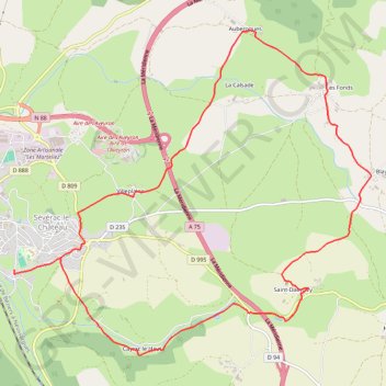 Itinéraire Les fontaines voûtées - Sévérac-le-Château, distance, dénivelé, altitude, carte, profil, trace GPS