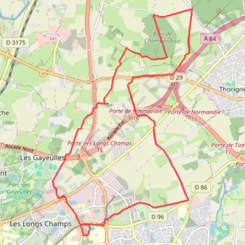 Itinéraire Rennes - La Bouexière - Bois de Champaufour - Petite Saudraie - Placis Vert, distance, dénivelé, altitude, carte, profil, trace GPS