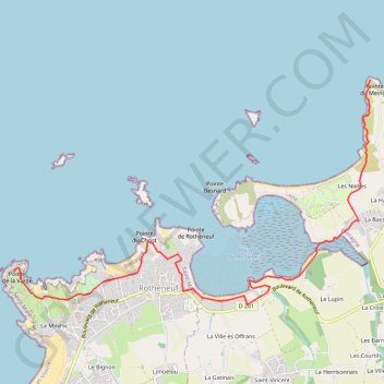 Itinéraire GR34 - Pointe de la Varde - Pointe du Meinga, distance, dénivelé, altitude, carte, profil, trace GPS