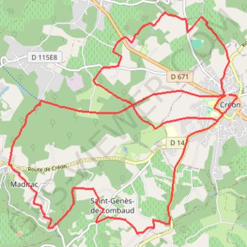 Itinéraire De Créon à Saint-Genès-de-Lombaud, distance, dénivelé, altitude, carte, profil, trace GPS