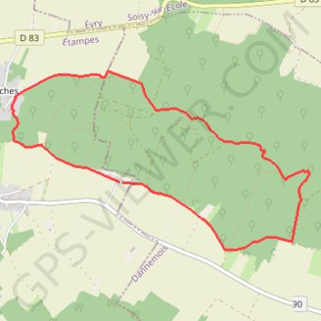 Itinéraire Videlles - Les roches, distance, dénivelé, altitude, carte, profil, trace GPS