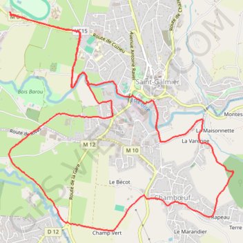 Itinéraire Saint Galmier, distance, dénivelé, altitude, carte, profil, trace GPS