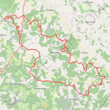 Itinéraire Boucle Brossac, distance, dénivelé, altitude, carte, profil, trace GPS