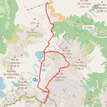 Itinéraire Pic de Xemeneies, los Tres Puis, Pic de Bassiero oriental par Gerber, distance, dénivelé, altitude, carte, profil, trace GPS