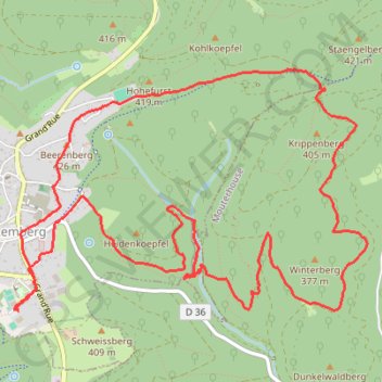 Itinéraire Balade à Lemberg, distance, dénivelé, altitude, carte, profil, trace GPS