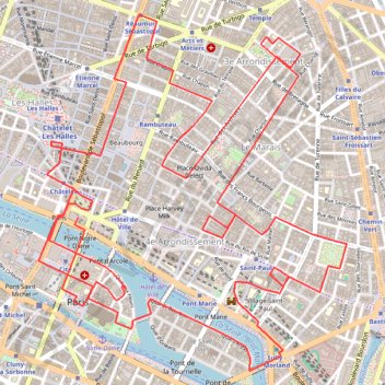 Itinéraire PARIS - Le Marais, distance, dénivelé, altitude, carte, profil, trace GPS