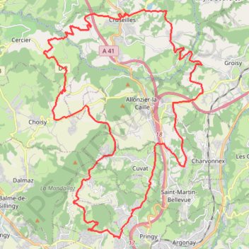 Itinéraire Epagny - Cruseilles - 45 km - 930 m, distance, dénivelé, altitude, carte, profil, trace GPS