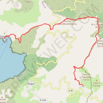 Itinéraire Mare e Monti - De Girolata à Curzu, distance, dénivelé, altitude, carte, profil, trace GPS