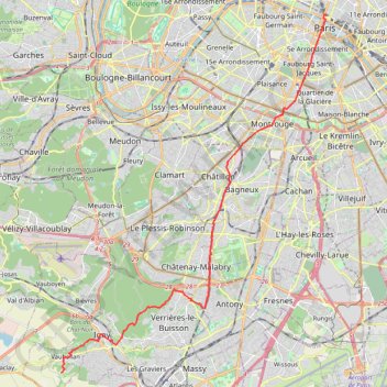 Itinéraire Chemin de Compostelle - Paris à Vauhallan par les GR, distance, dénivelé, altitude, carte, profil, trace GPS