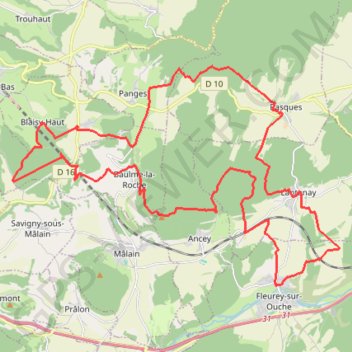 Itinéraire Le Marathon de Fleurey-sur-Ouche, distance, dénivelé, altitude, carte, profil, trace GPS